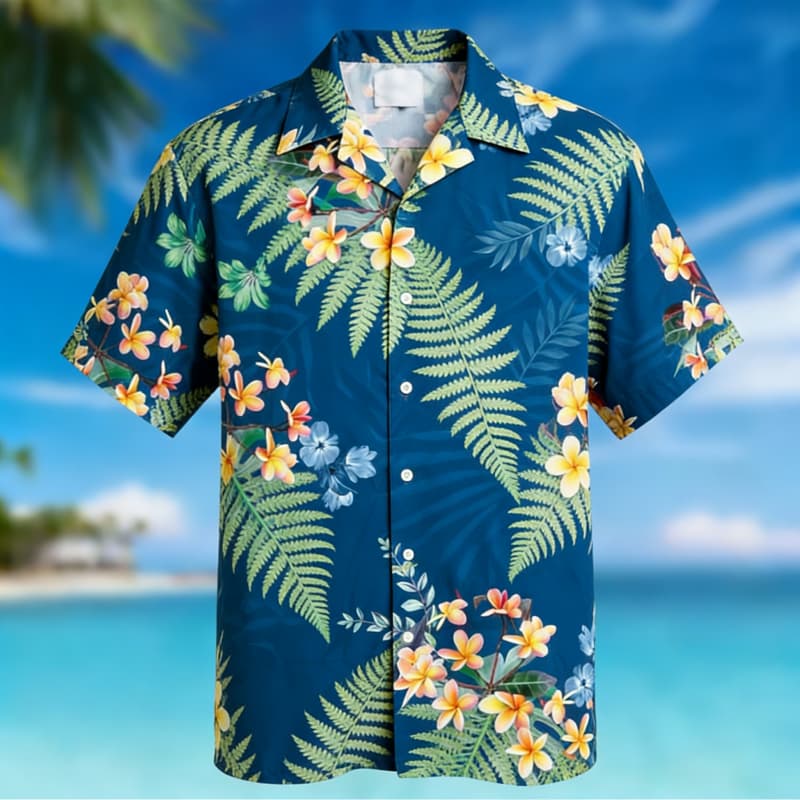 Outdoor Adventure Vacations - Camisa Premium con Estampado Floral Hawaiano